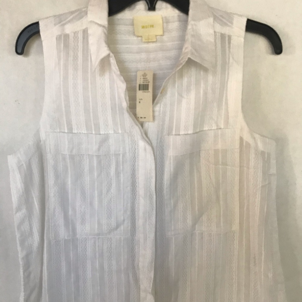 Anthropologie Maeve White Sleeveless Tunic slit